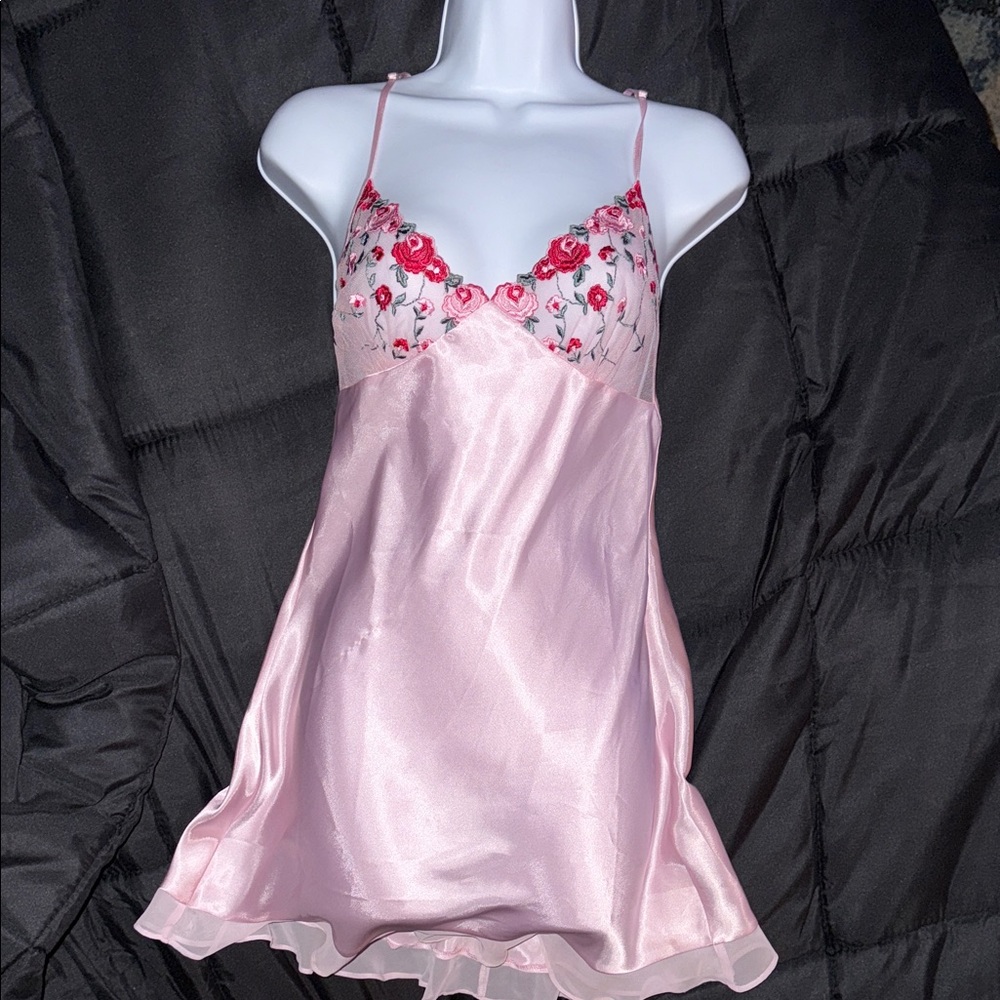 Frederick's of Hollywood Pink Floral Chemise